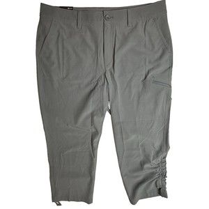 Eddie Bauer Women's Size 12 Gray Ripstop Crop Adjustable Length Pants Ankle Grey